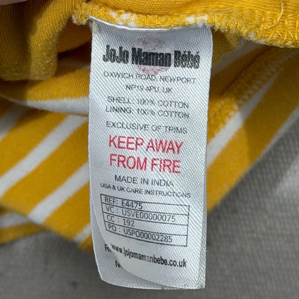 JoJo Maman Bebe Girls 4-5Y Mustard Stripe Llama Applique Cotton Dress